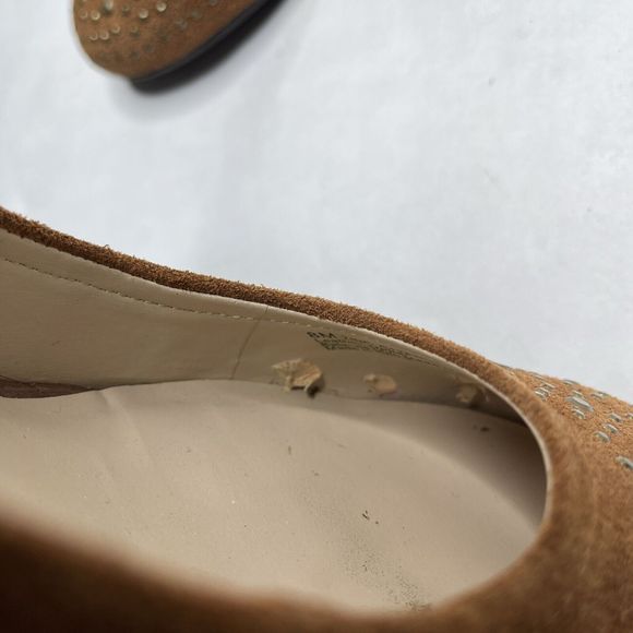 Franco Sarto Womens 8 Desert Camel Suede Zinc Embellished Suede Wedge Tan Brown - Picture 8 of 10